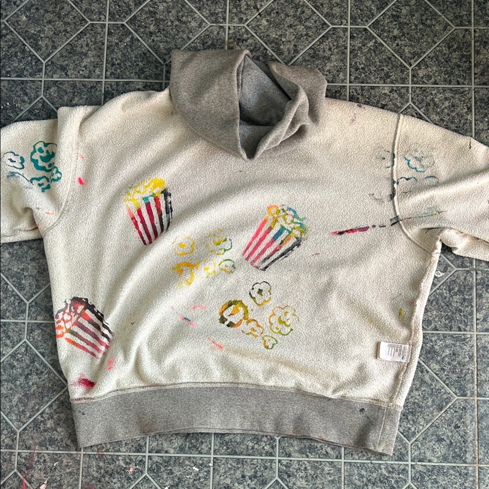 Popcorn Print Hoodie - Gray